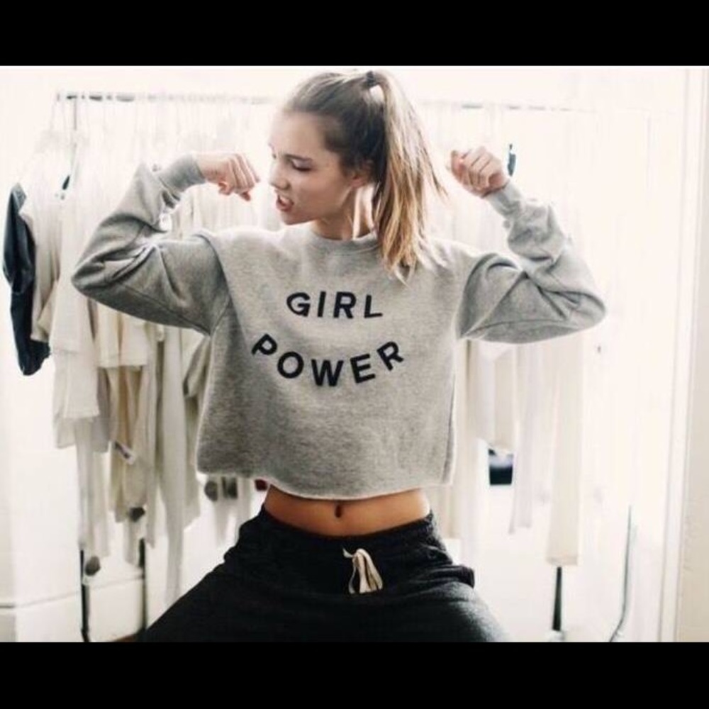 Brandy Melville cropped girl power sweatshirt